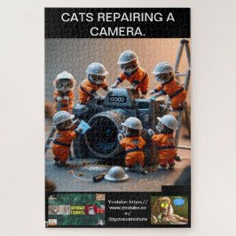 Quebra-cabeça Cat puzzles, wearing uniforms, repairing a camera.