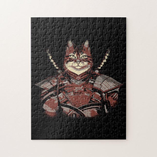 Quebra-cabeça Cat Samurai Warrior Japonês (Vertical)