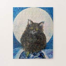 Quebra-cabeça Cat Tabby Tiger Kitten Maureen Girard Moon Night