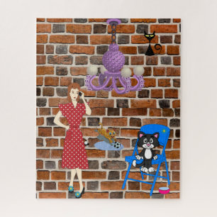Quebra-cabeça Cat Woman Brick