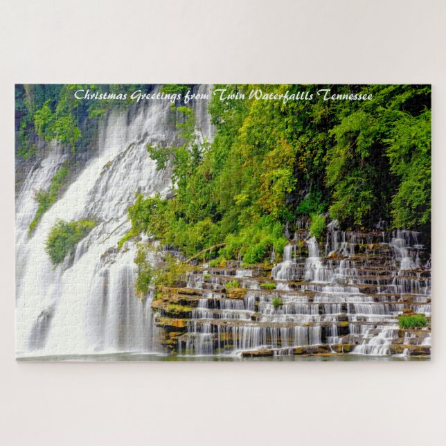Quebra-cabeça Cataratas Gêmeas Tennessee.Agradecimentos de Natal (Horizontal)