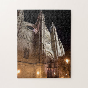 Quebra-cabeça Catedral de Palma de Maiorca à noite - Espanha