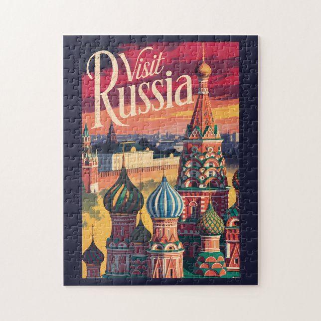Quebra-cabeça Catedral de São Basílio Rússia Ilustração Viagem (Vertical)