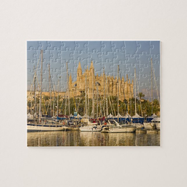 Quebra-cabeça Catedral e marina, Palma, Mallorca, Espanha 2 (Horizontal)