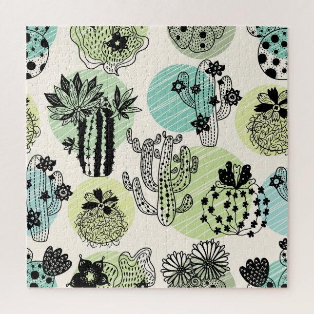 Quebra-cabeça Catos Bloqueadores: Charme Sem Costura Desenhado À (Vertical)