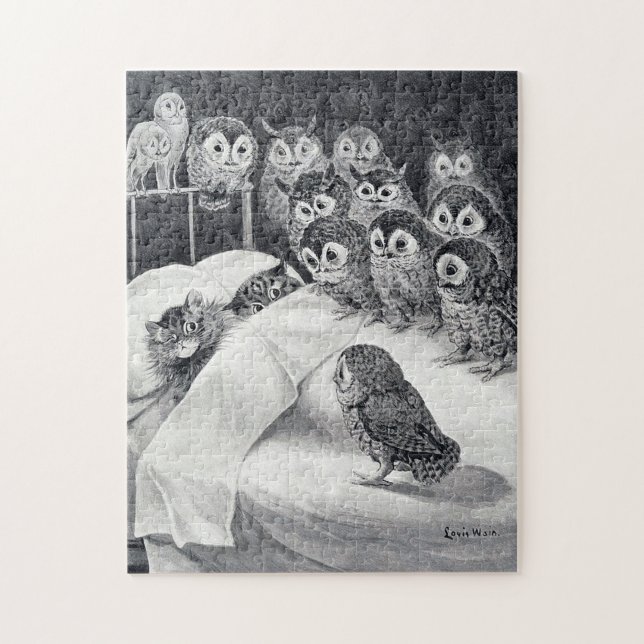 Quebra-cabeça Cats Nightmare Owl Bird, Louis Wain (Vertical)