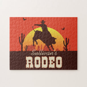 Quebra-cabeça Cavaleiro de Touro de Rodeio de Cowboy Western per