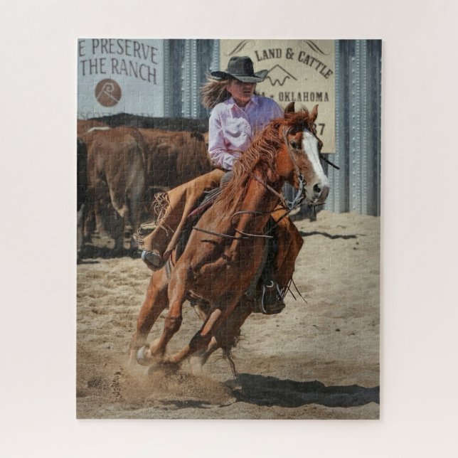 Quebra-cabeça Cavalgada de Rodeio de Vaqueira Esportes Ocidentai (Vertical)