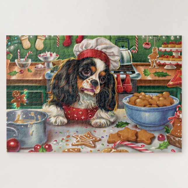Quebra-cabeça Cavalier King Charles Spaniel Baking Christmas (Horizontal)