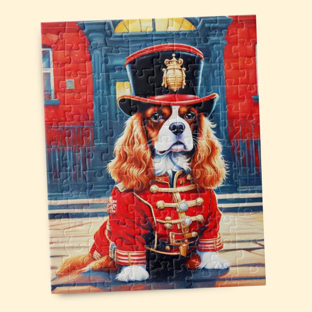 Quebra-cabeça Cavalier King Charles Spaniel como um Beefeater (Cherished lap dog: Beefeater Cavalier jigsaw puzzle delights dog lovers!)