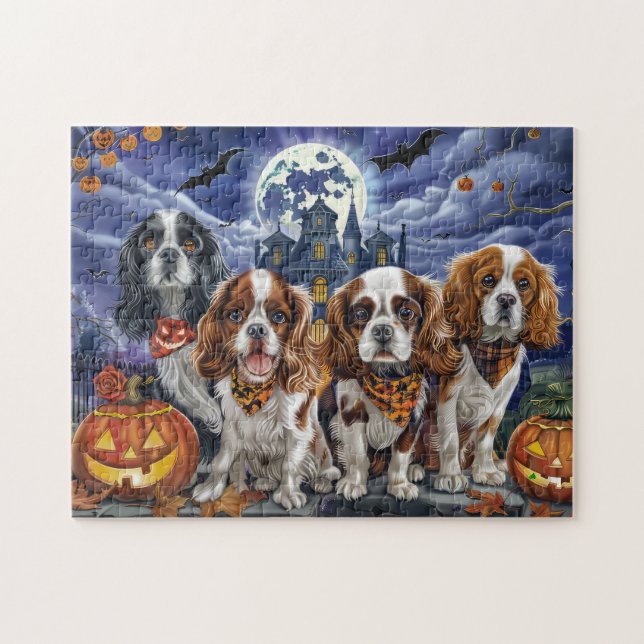 Quebra-cabeça Cavalier King Charles Spaniel Halloween Spooky (Horizontal)
