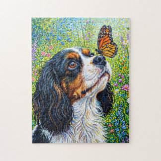 Quebra-cabeça Cavalier King Charles Spaniel Jardim das Borboleta