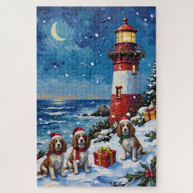 Quebra-cabeça Cavalier King Charles Spaniel Natal Farol (Vertical)