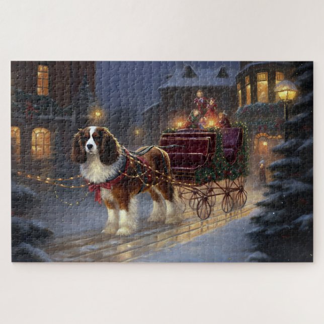 Quebra-cabeça Cavalier King Charles Spaniel Natal Festivo (Horizontal)