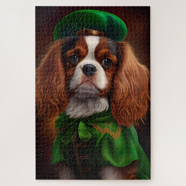 Quebra-cabeça Cavalier King Charles Spaniel no Dia de São Patríc (Vertical)