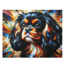 Cavalier King Charles Spaniel Preto e Castanho Art