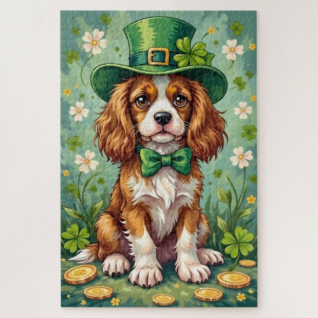 Quebra-cabeça Cavalier King Charles Spaniel St Patrick’s Day Dog (Vertical)
