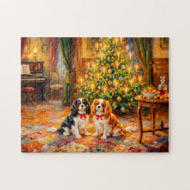 Quebra-cabeça Cavalier Spaniels na Árvore de Natal