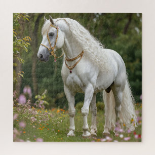 Quebra-cabeça Cavalo Branco com Crina Fluindo