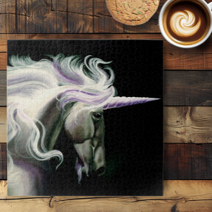 Quebra-cabeça Cavalo Branco Elegante com Crina Fluindo Fantasia 