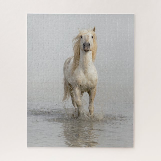 Quebra-cabeça Cavalo Camargue Correndo na Água (Vertical)