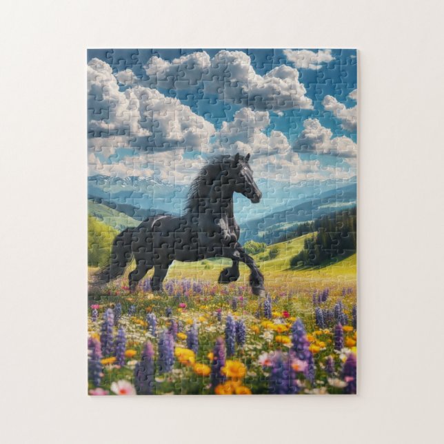 Quebra-cabeça Cavalo/cavalo macho da primavera floral  (Vertical)