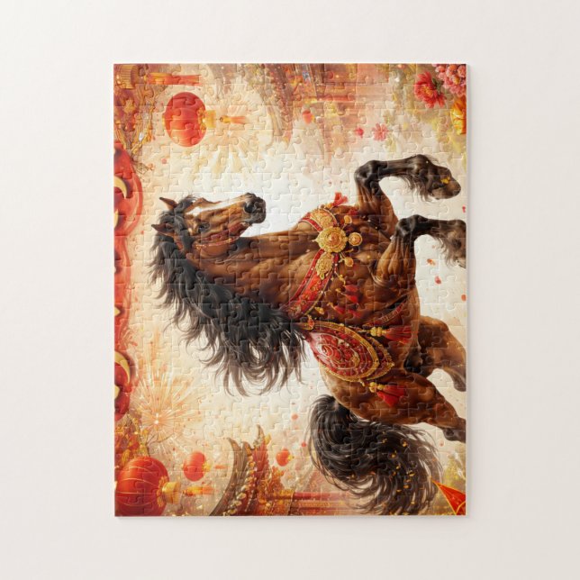 Quebra-cabeça Cavalo chinês, amantes de cavalos (Vertical)
