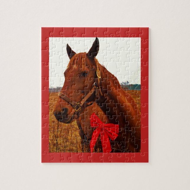 Quebra-cabeça Cavalo com Laço Vermelho (Vertical)