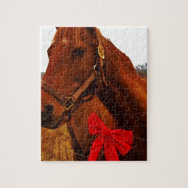 Quebra-cabeça Cavalo com Laço Vermelho (Vertical)