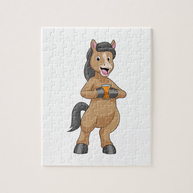 Quebra-cabeça Cavalo com Mug de Suco de Laranja (Vertical)