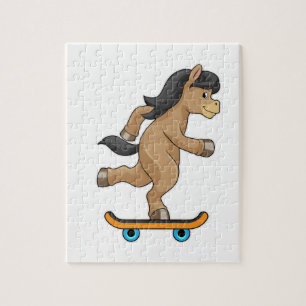 Quebra-cabeça Cavalo como Patinador com skate