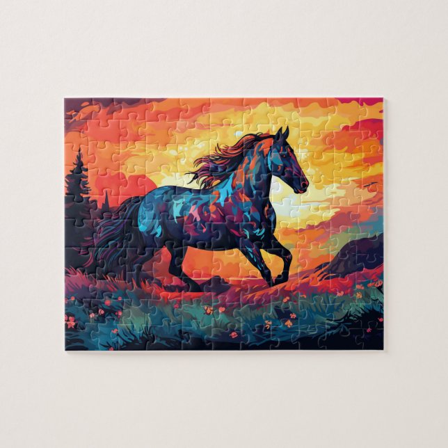 Quebra-cabeça Cavalo Correndo Em Amantes De Cavalo De Abstrato (Horizontal)
