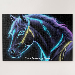 Quebra-cabeça Cavalo cósmico com cor neon vibrante