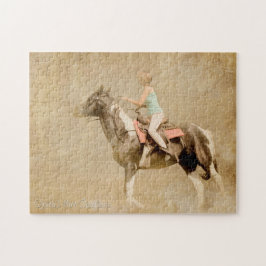 Quebra-cabeça Cavalo de equitação da menina