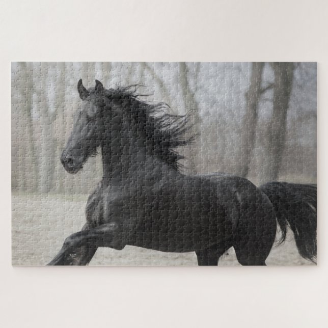 Quebra-cabeça Cavalo de Estalão Negro (Horizontal)