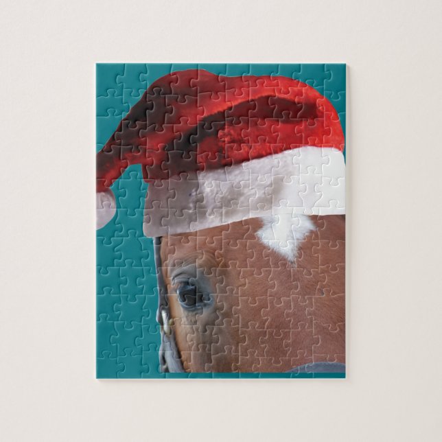 Quebra-cabeça Cavalo de Natal Santa Hat (Vertical)