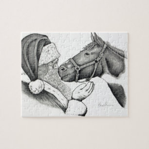 Quebra-cabeça Cavalo de Pintura de Natal e Papais noeis