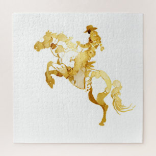 Quebra-cabeça Cavalo e Cavaleiro Abstratos Dourados