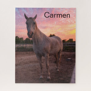 Quebra-cabeça Cavalo em Paddock e cavalo fazenda, personalizar n