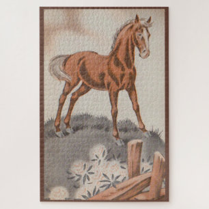 Quebra-cabeça cavalo feliz em castanho