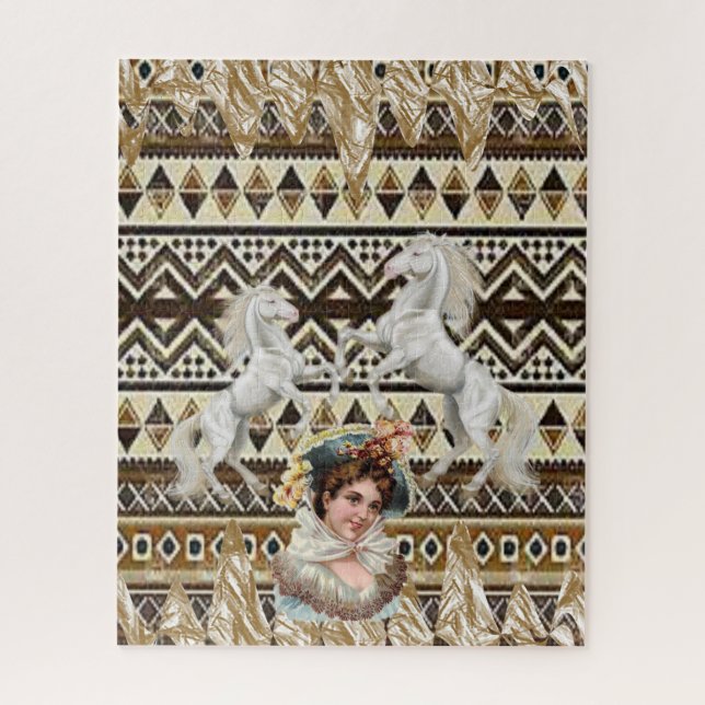 Quebra-cabeça Cavalo Floral Vitoriano (Vertical)