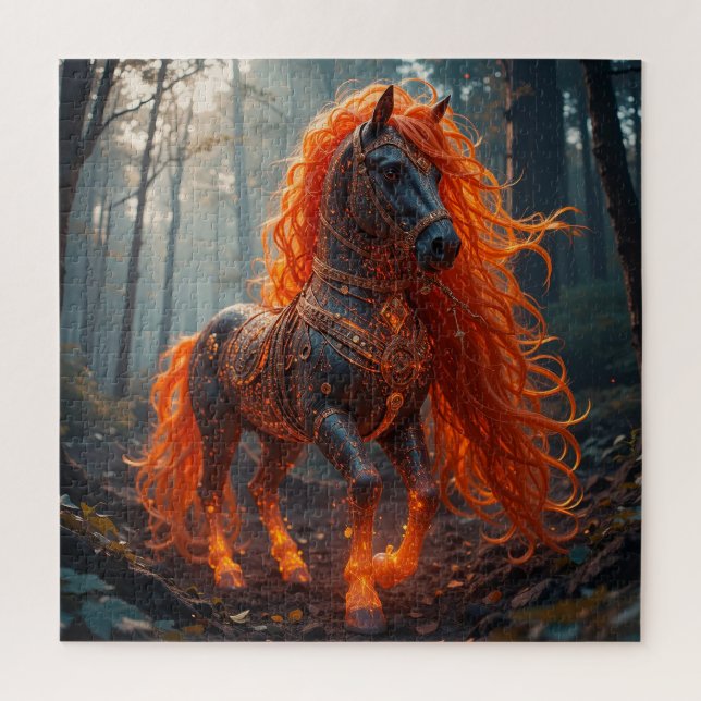 Quebra-cabeça Cavalo Fogueiro Encantado Com Crina Vibrante (Vertical)