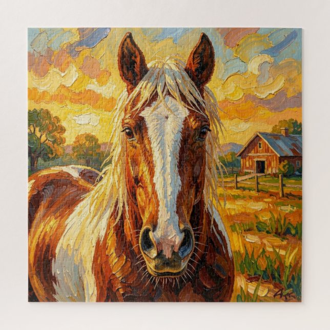 Quebra-cabeça Cavalo Impasto numa Fazenda   (Vertical)