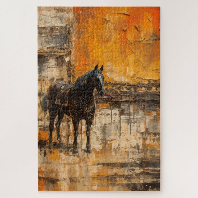 Quebra-cabeça Cavalo Majestoso em Abstrato Sunset (Vertical)