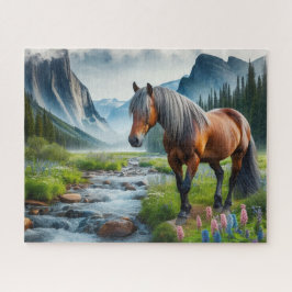 Quebra-cabeça Cavalo Mustang em Aquarela
