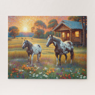 Quebra-cabeça Cavalo no Prado de Flores Silvestres da Fazenda