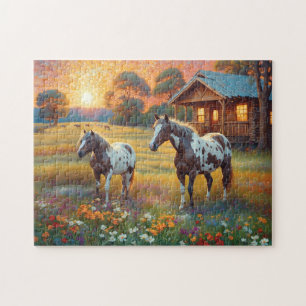 Quebra-cabeça Cavalo no Prado de Flores Silvestres da Fazenda