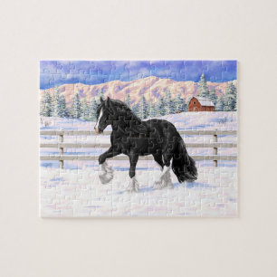 Quebra-cabeça Cavalo Preto e Branco Vanner Cigano Tinker