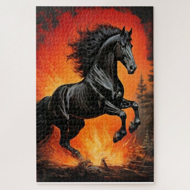 Quebra-cabeça Cavalo Preto Majestoso (Vertical)