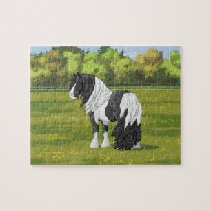 Quebra-cabeça Cavalo Preto Pinto Piebald Vanner